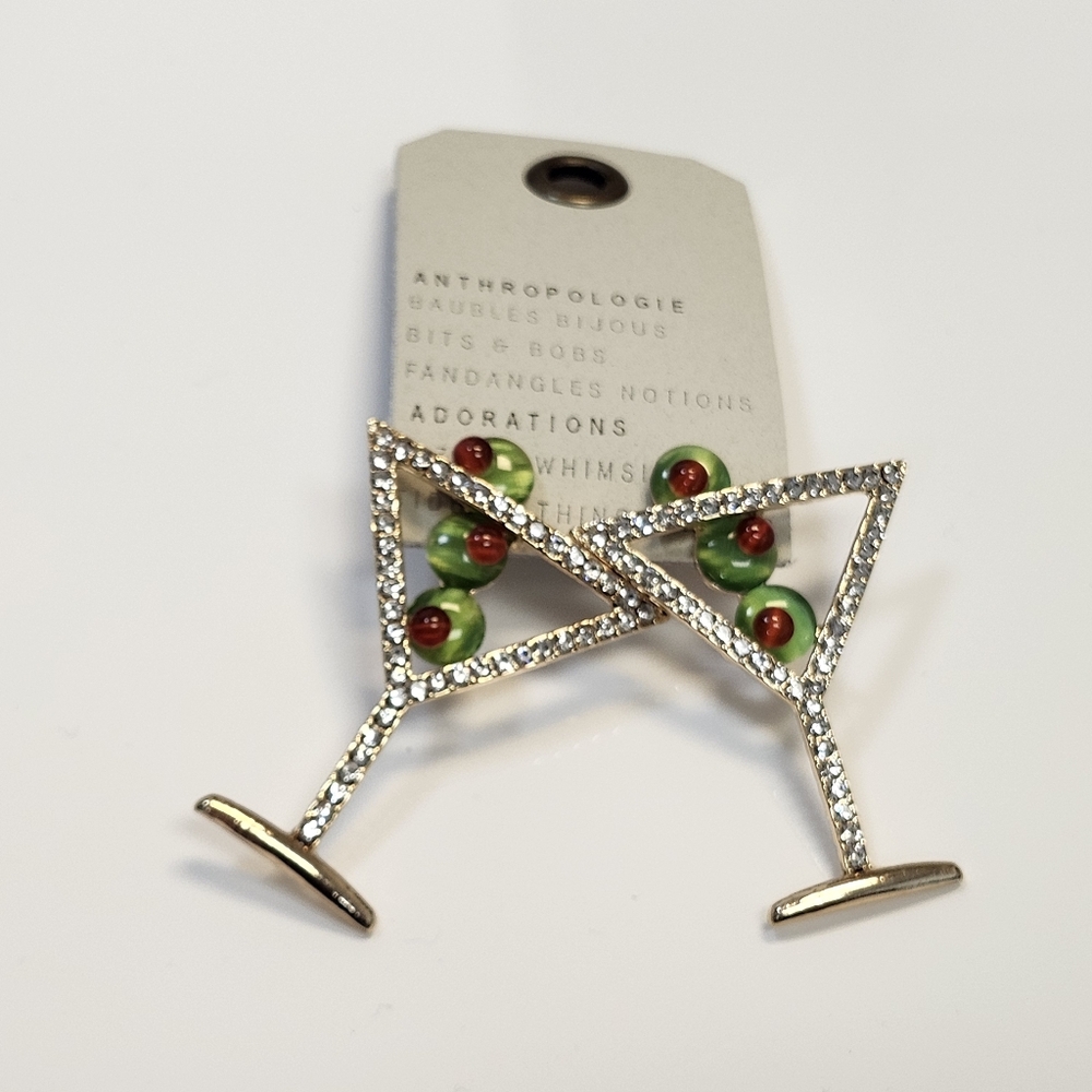NWT Anthropologie Gold-Tone Festive Icon Cocktail Earrings